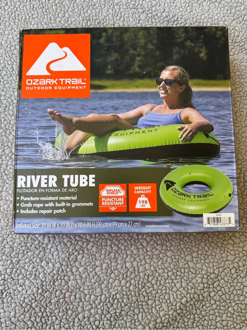 Ozark Trail River/Pool Inflatable Durable 39" Tube River Float, GREEN - NEW
